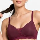 Women's Wine Padded T-Shirt Bra, वाइन, small