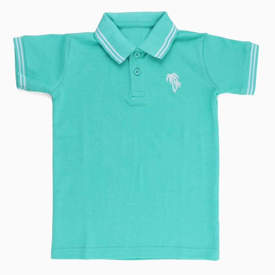 Boys' Half Sleeves T-Shirt, गहरा हरा, large image number null