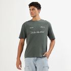 Men's Dark Sage Green Cotton Round Neck Casual T-Shirt, Dark Green, small image number null