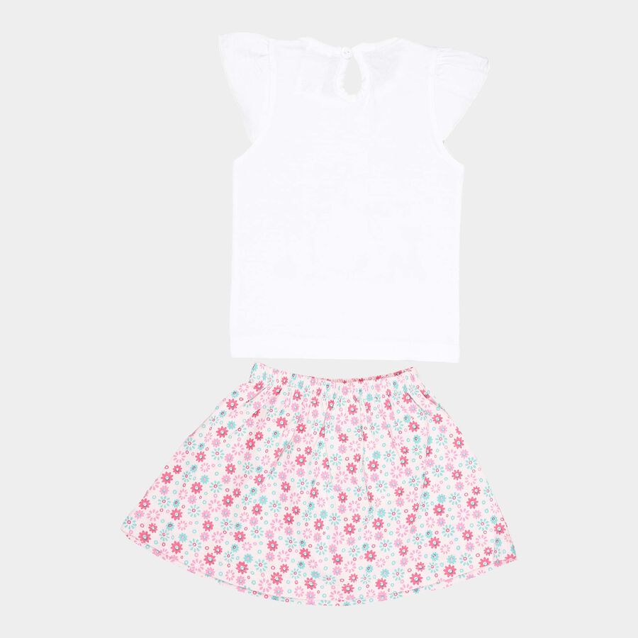 Infants Cotton Skirt Top Set, White, large image number null