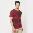 Cotton Printed Round Neck T-Shirt, Wine, small image number null
