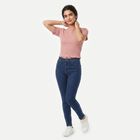 Women's Pink Boat Neck Crop Top, Pink, small