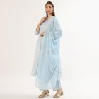 Women's Light Powder Blue Embroidered V-Neck Kurta, हल्का नीला, small image number null