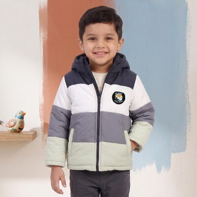 Boys Navy Blue Hooded Puffer Jacket