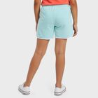 Girls' Aqua Regular Fit Side Stripe Shorts, एक्वा, small