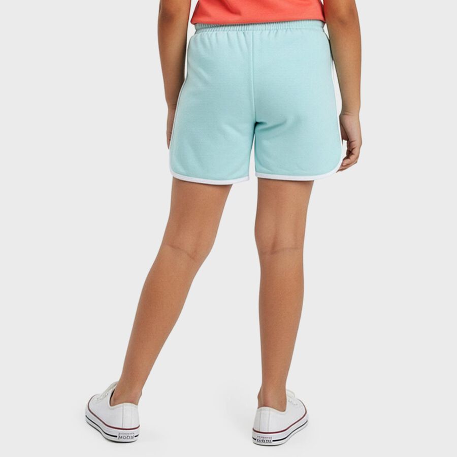 Girls' Aqua Regular Fit Side Stripe Shorts, एक्वा, large
