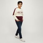 Boys Cream and Maroon Crew Neck Casual Sweatshirt, बैंगनी, small image number null