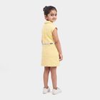 Girls' Yellow Shift Belted Shirt Collar Frock, Yellow, small