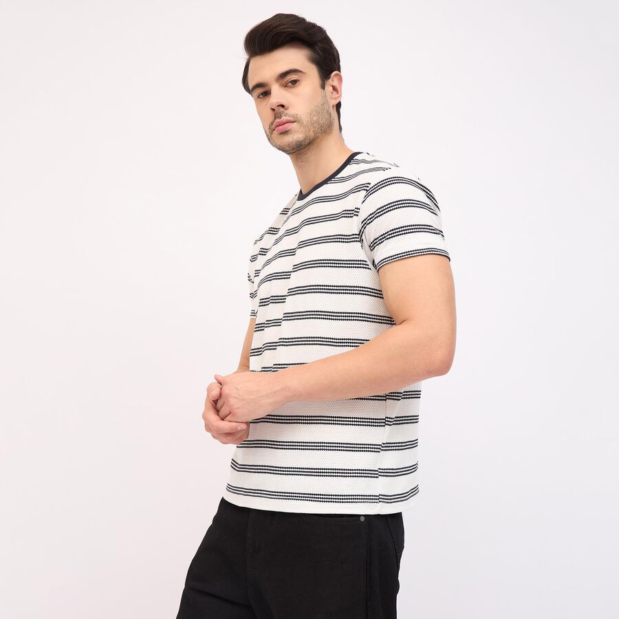 Men's Round Neck Half Sleeves T-Shirt, सफ़ेद, large image number null