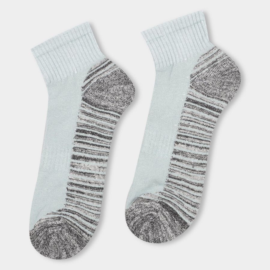 Men's Black and Gray Ankle-Length Striped Socks Pack of 3, हल्का ग्रे, large image number null