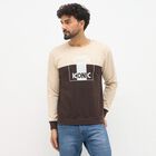 Men's Beige and Brown Crew Neck Casual Sweatshirt, गहरा पीला, small image number null