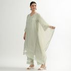 Women's Light Sage Green Cotton Embroidered Ethnic Set, Light Green, small image number null