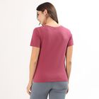 Women's Bright Purple Round Neck Casual T-Shirt, बैंगनी, small