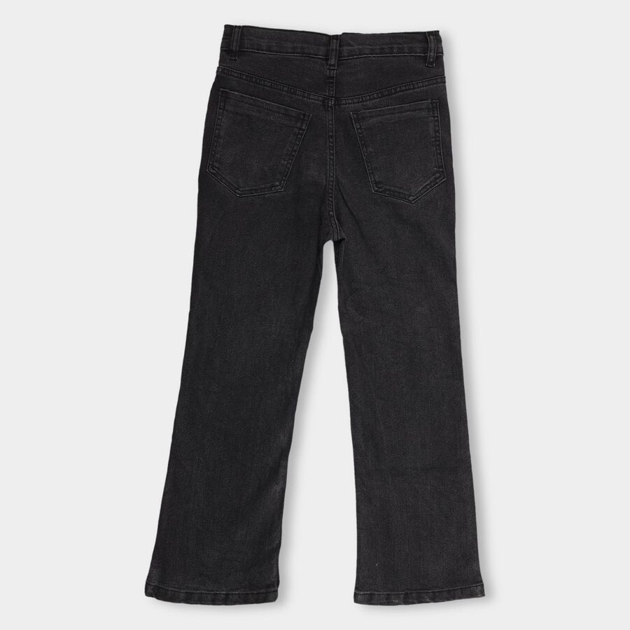 Girls' Buttoned Jeans, Black, large image number null