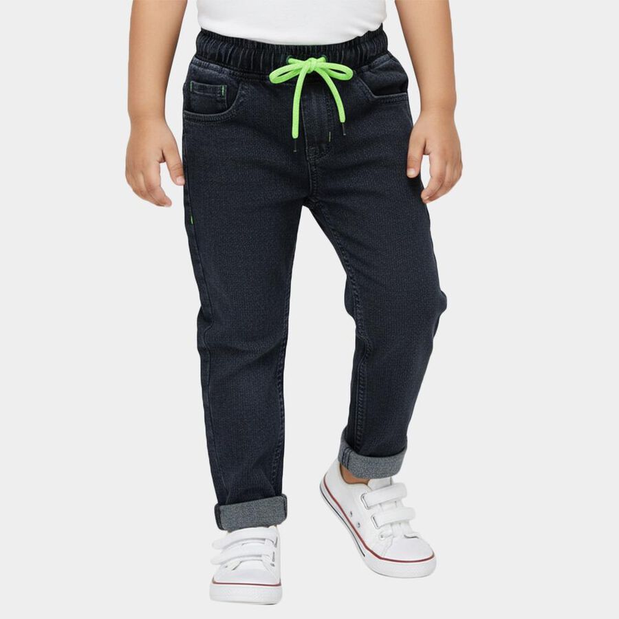 Boys' Light Grey Regular Fit Elastic Waist Jeans, हल्का ग्रे, large