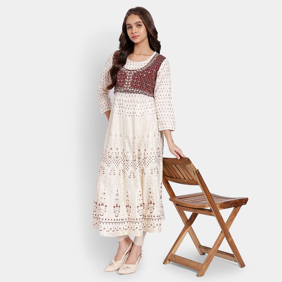 Ladies' Kurta, ऑफ व्हाइट, large image number null