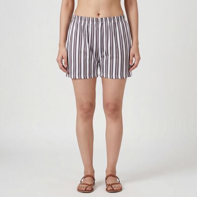 Women's Brown Cotton Blend Casual Shorts