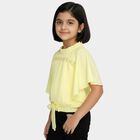Girls Bright Yellow Round Neck Casual T-Shirt, Yellow, small image number null