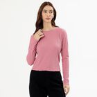 Women's Dusty Rose Pink Round Neck Casual Top, Pink, small image number null
