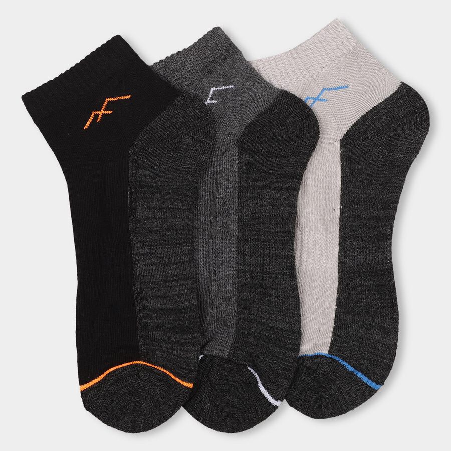 Men's Socks (Pack of 3), Black, large image number null