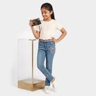 Girls Light Blue Skinny Fit Embroidered Jeans, Light Blue, small
