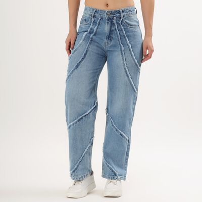 Ladies' 100% Cotton High Rise Jeans 