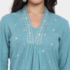 Ladies' 100% Cotton Kurta, मध्यम नीला, small image number null