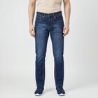 Men's Navy Blue Slim Fit Clean Look Jeans, Dark Blue, small