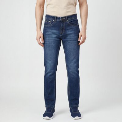 Men's Navy Blue Slim Fit Clean Look Jeans