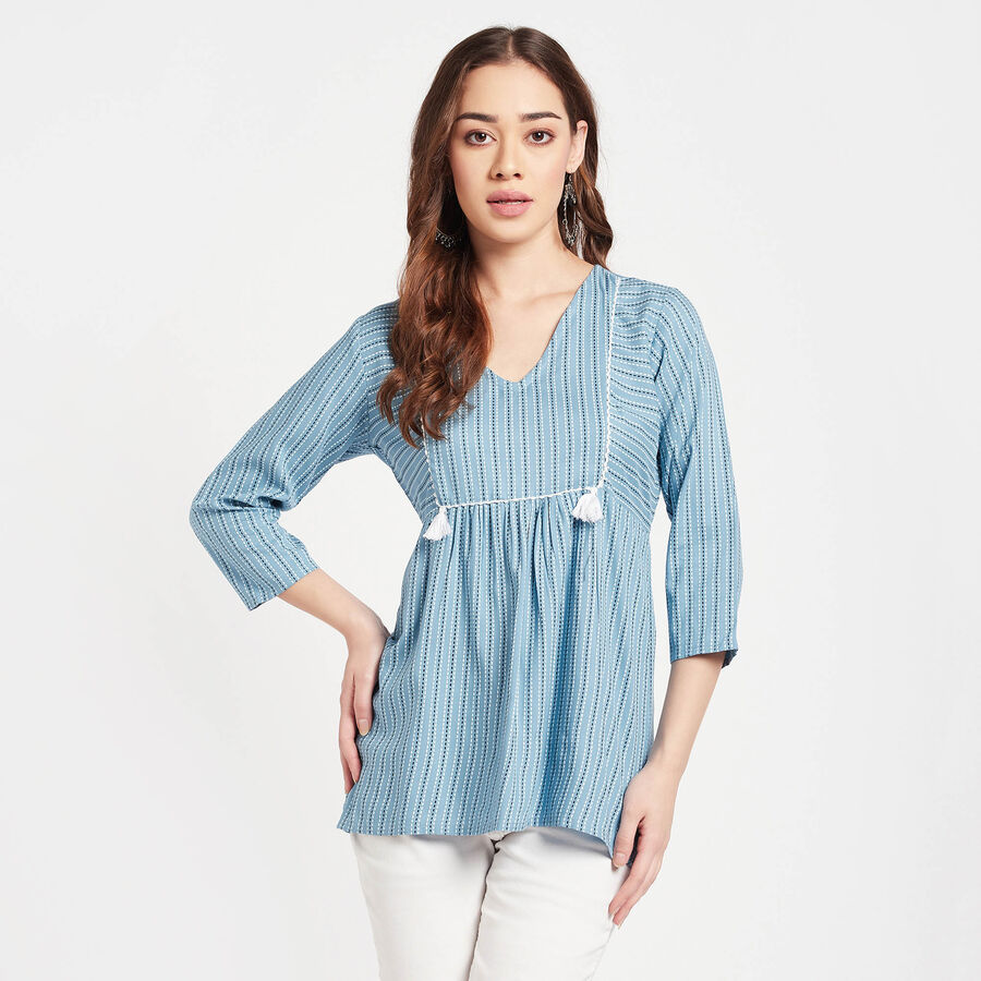 All Over Print Kurti, मध्यम नीला, large image number null