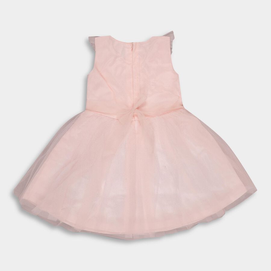 Girls' Soft Pink Sleeveless Embellished Flared Frock, Light Pink, large image number null