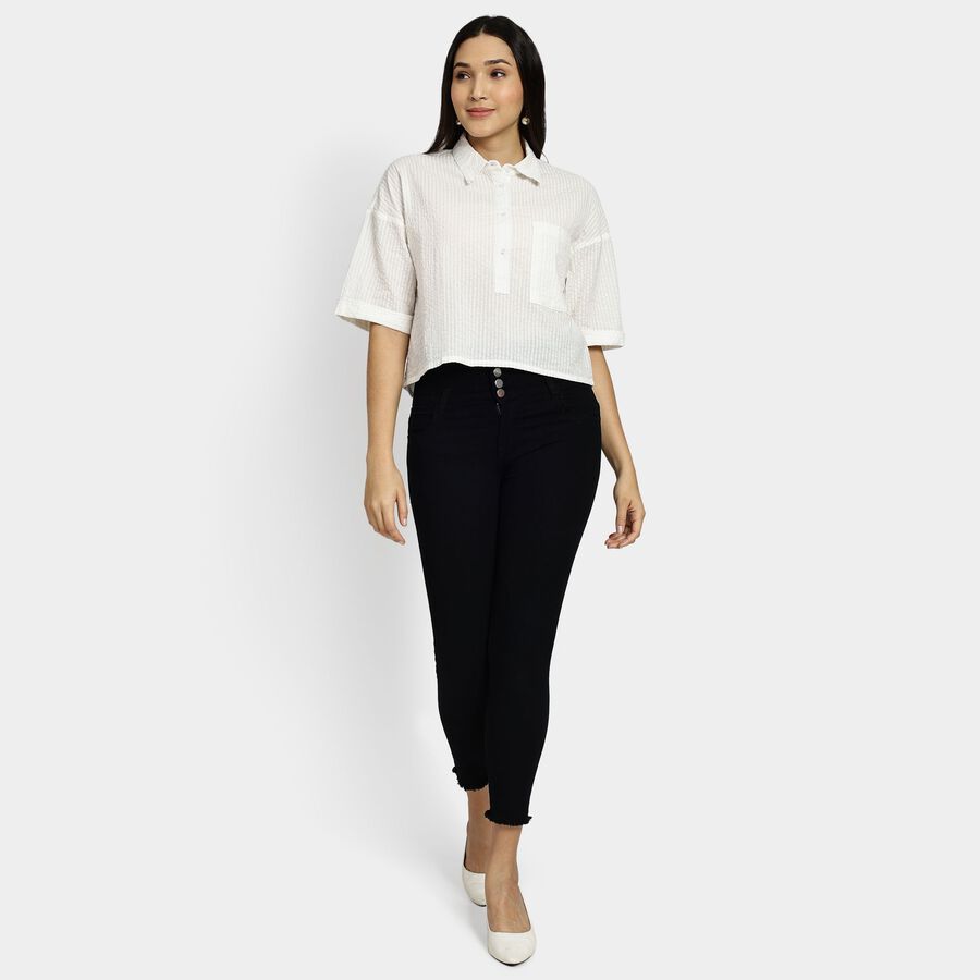 Ladies' 100% Cotton Shirt, ऑफ व्हाइट, large image number null