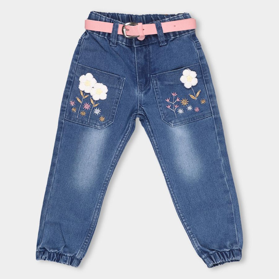 Girls' Jeans, मध्यम नीला, large image number null