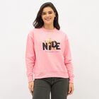 Women's Bright Pink Crew Neck Graphic Sweatshirt, गुलाबी, small image number null