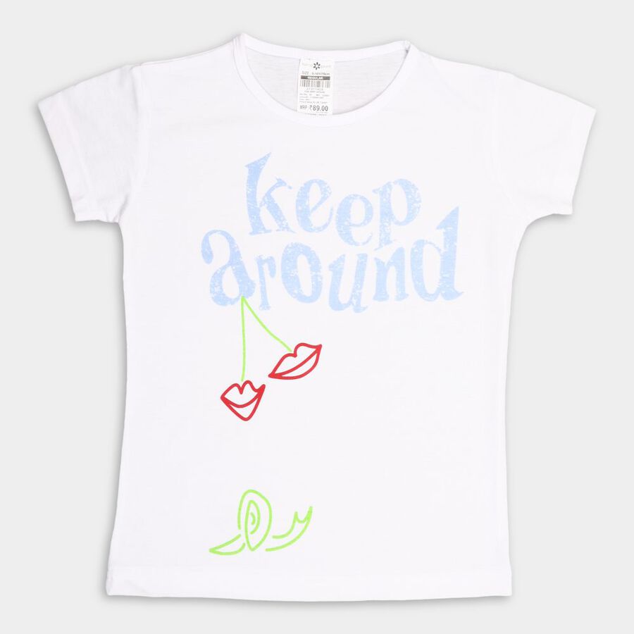 Girls' T-Shirt, सफ़ेद, large image number null