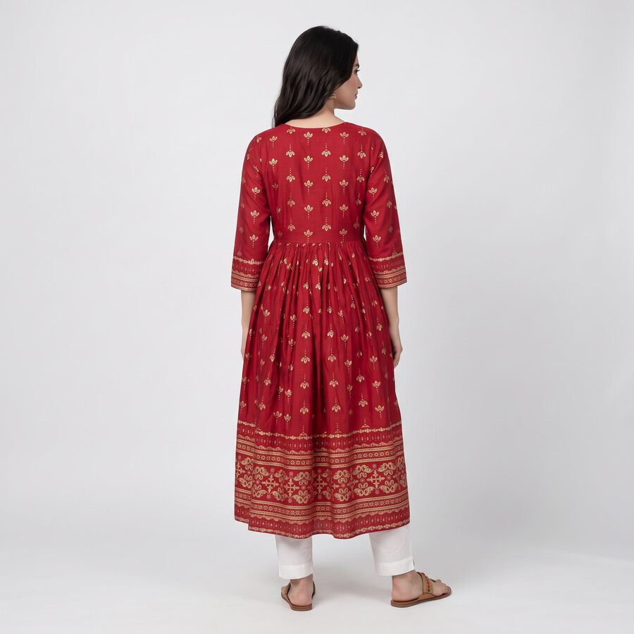 Women's Fuchsia Scoop Neck Embroidered Anarkali Kurta, Fuchsia, large