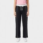 Women's Navy Straight Fit Side-Piped Track Pants, Navy Blue, small
