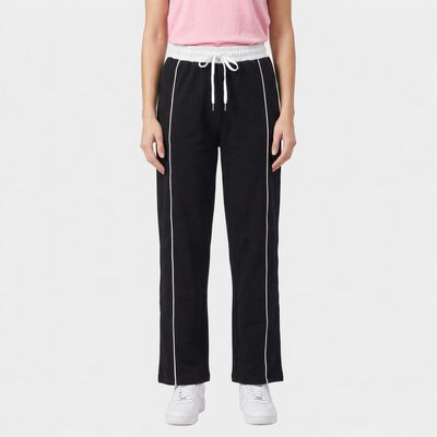 Women's Navy Straight Fit Side-Piped Track Pants