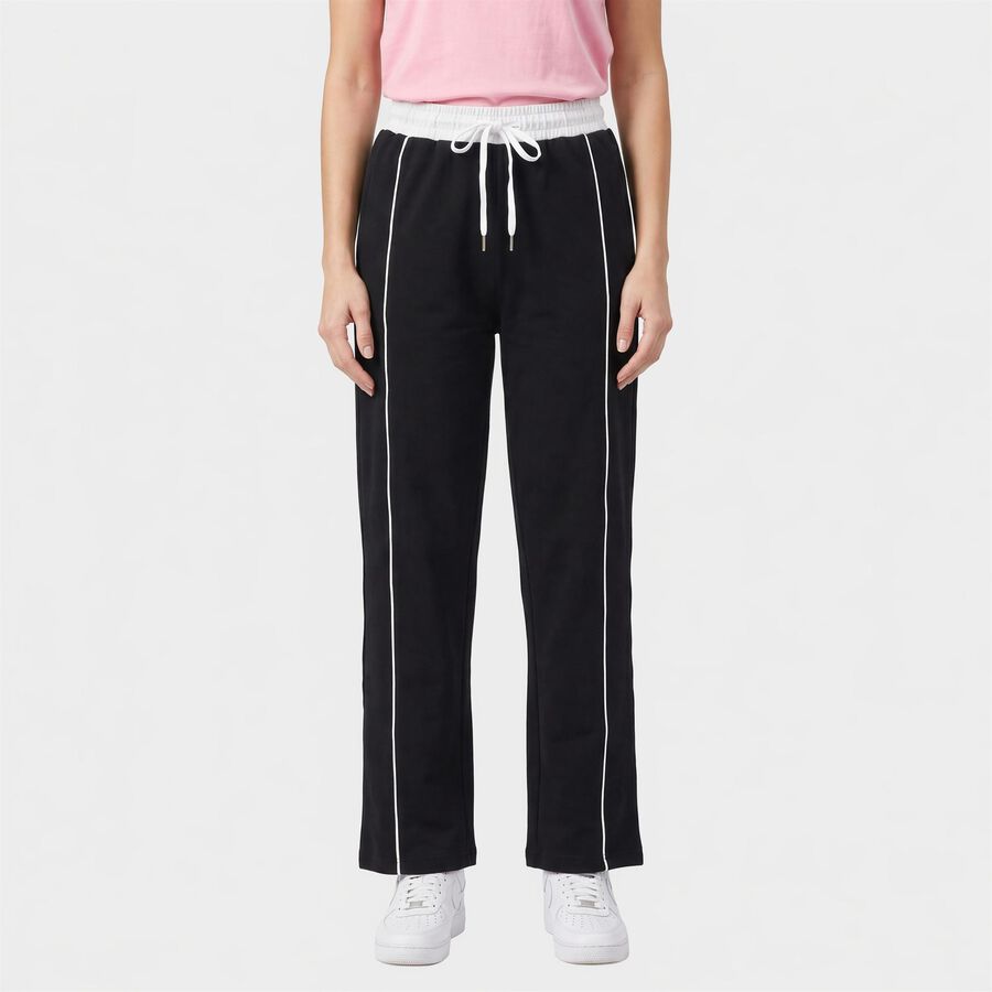 Women's Navy Straight Fit Side-Piped Track Pants, Navy Blue, large
