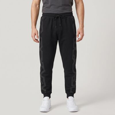 Men's Black Jogger Fit Graphic Printed Cotton Blend Pyjama