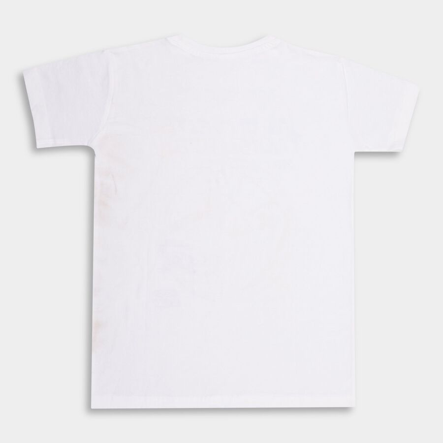 Boys' 100% Cotton Half Sleeves T-Shirt , White, large image number null