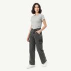 Women's Dark Grey Relaxed Fit Cargo Jeans, Dark Grey, small