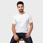 Men's White Cotton Round Neck Regular T-Shirt, सफ़ेद, small