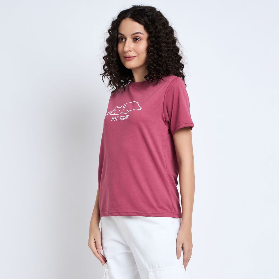 Ladies' Round Neck T-Shirt , गुलाबी, large image number null