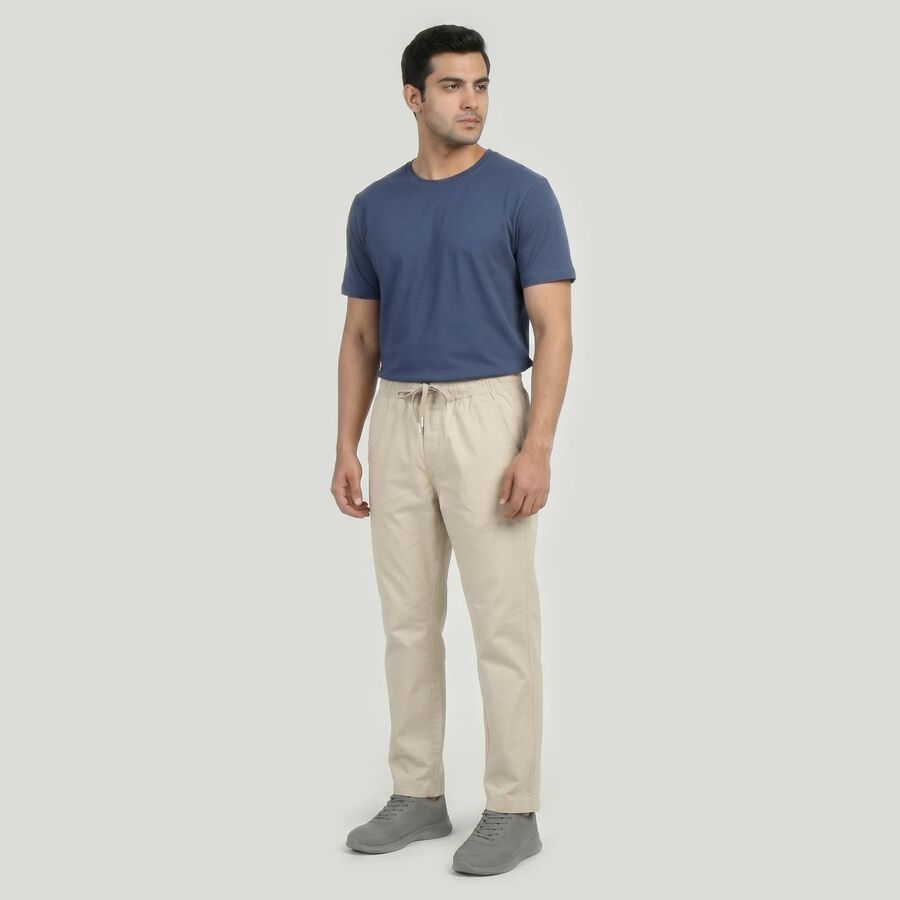 Men's Silver Slim Fit Casual Trousers, सिल्वर, large