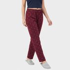 Women's Wine Straight Fit Heart Printed Lounge Pyjama, वाइन, small