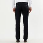 Men's Jet Black Slim Fit Flat-Front Formal Trousers, Navy Blue, small image number null