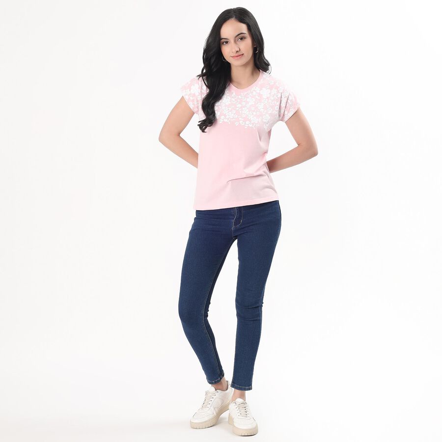 Ladies' Round Neck T-Shirt, हल्का गुलाबी, large image number null