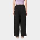 Women's Black Relaxed Fit Textured Wide Leg Harem Pants, काला, small