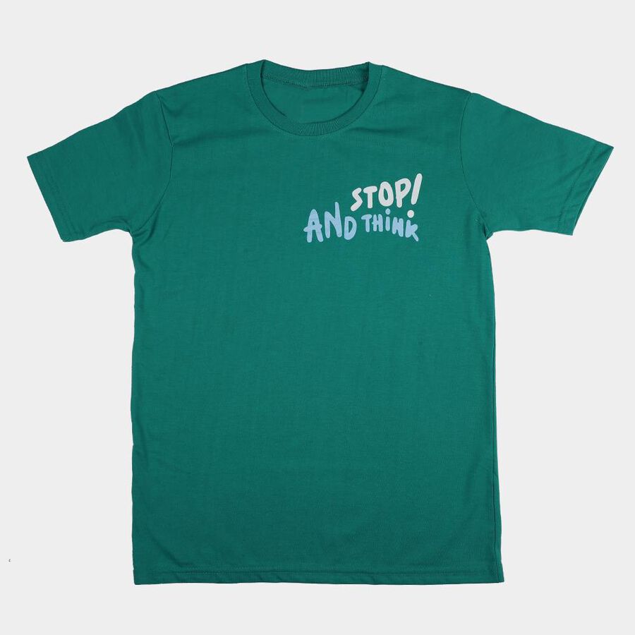 Boys' Half Sleeves T-Shirt, गहरा हरा, large
